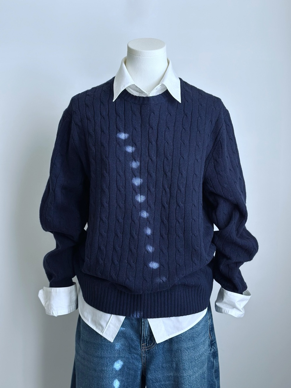 J.Crew Very Good Wool Cashmere Cable-Knit Sweater Women’s M Navy Relaxed Fit